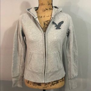 American Eagle Gray Zip Up Hoodie size small